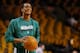 BOSTON, MA - APRIL 3: Rajon Rondo #9 of the Boston Celtics practices shooting prior to a game against the Detroit Pistons on April 3, 2013 at TD Garden in Boston, Massachusetts. Rondo, who is out for the remainder of the season, underwent ACL surgery in February. NOTE TO USER: User expressly acknowledges and agrees that, by downloading and or using this photograph, User is consenting to the terms and conditions of the Getty Images License Agreement. (Photo by Jared Wickerham/Getty Images)