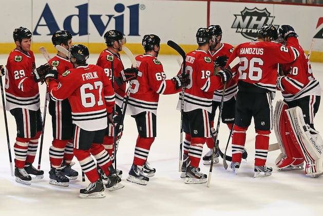 Sharp, Frolik Help Hawks Grab 2-0 Lead on Wild