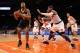 Apr 14, 2013; New York, NY, USA; Indiana Pacers power forward David West (21) looks to shoot over New York Knicks small forward Carmelo Anthony (7) during the third quarter at Madison Square Garden. Knicks won 90-80. Mandatory Credit: Anthony Gruppuso-USA TODAY Sports