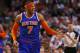 BOSTON, MA - MAY 3: Carmelo Anthony #7 of the New York Knicks reacts in the second half against the Boston Celtics during Game Six of the Eastern Conference Quarterfinals of the 2013 NBA Playoffs on May 3, 2013 at TD Garden in Boston, Massachusetts. NOTE TO USER: User expressly acknowledges and agrees that, by downloading and or using this photograph, User is consenting to the terms and conditions of the Getty Images License Agreement. (Photo by Jim Rogash/Getty Images)