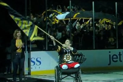VIDEO: Bombing Victim Jeff Bauman Leads Cheers Before Bruins Game