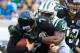 JACKSONVILLE, FL - DECEMBER 09: Chad Henne #7 of the Jacksonville Jaguars is tackled by Quinton Coples #98 of the New York Jets during the game at EverBank Field on December 9, 2012 in Jacksonville, Florida. (Photo by Sam Greenwood/Getty Images)
