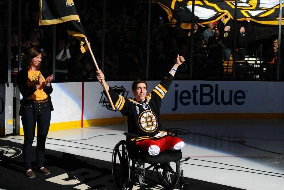 Jeff Bauman Serves as Bruins' Banner Captain vs. Maple Leafs Bleacher