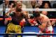 LAS VEGAS, NV - MAY 04: (L-R) Floyd Mayweather Jr. throws a left to the face of Robert Guerrero in their WBC welterweight title bout at the MGM Grand Garden Arena on May 4, 2013 in Las Vegas, Nevada. (Photo by Ethan Miller/Getty Images)