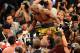LAS VEGAS, NV - MAY 04: Floyd Mayweather Jr. celebrates his unanimous decision victory against Robert Guerrero in their WBC welterweight title bout at the MGM Grand Garden Arena on May 4, 2013 in Las Vegas, Nevada. (Photo by Ethan Miller/Getty Images)
