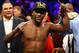 LAS VEGAS, NV - MAY 04: Floyd Mayweather Jr. celebrates his unanimous decision victory against Robert Guerrero in their WBC welterweight title bout at the MGM Grand Garden Arena on May 4, 2013 in Las Vegas, Nevada. (Photo by Al Bello/Getty Images)