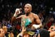LAS VEGAS, NV - MAY 04: Floyd Mayweather Jr. celebrates his unanimous decision victory against Robert Guerrero in their WBC welterweight title bout at the MGM Grand Garden Arena on May 4, 2013 in Las Vegas, Nevada. (Photo by Al Bello/Getty Images)