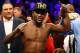 LAS VEGAS, NV - MAY 04: Floyd Mayweather Jr. celebrates his unanimous decision victory against Robert Guerrero in their WBC welterweight title bout at the MGM Grand Garden Arena on May 4, 2013 in Las Vegas, Nevada. (Photo by Al Bello/Getty Images)
