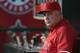 ANAHEIM, CA - APRIL 11: Los Angeles Angels of Anaheim manager Mike Scioscia looks on from the dugout against the Oakland Athletics at Angel Stadium of Anaheim on April 11, 2013 in Anaheim, California. (Photo by Jeff Gross/Getty Images)