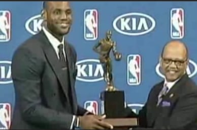 LeBron James Accepts Fourth MVP Award, Praises Miami Heat Teammates