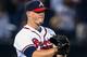 ATLANTA, GA - APRIL 16: Craig Kimbrel of the Atlanta Braves celebrates beating the Kansas City Royals at Turner Field on April 16, 2013 in Atlanta, Georgia. All uniformed team members are wearing jersey number 42 in honor of Jackie Robinson Day. The Braves won 6-3. (Photo by Daniel Shirey/Getty Images)