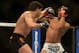 Apr 20, 2013; San Jose, CA, USA; Benson Henderson (right) fights Gilbert Melendez (left) during the lightweight championship bout of the UFC on Fuel TV at HP Pavilion. Mandatory Credit: Kyle Terada-USA TODAY Sports