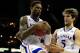 KANSAS CITY, MO - MARCH 16: Ben McLemore #23 and Jeff Withey #5 of the Kansas Jayhawks rebound against the Kansas State Wildcats in the first half during the Final of the Big 12 basketball tournament at Sprint Center on March 16, 2013 in Kansas City, Missouri. (Photo by Jamie Squire/Getty Images)