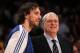 LOS ANGELES, CA - JANUARY 11: Head coach Phil Jackson and Pau Gasol #16 of the Los Angeles Lakers laugh before the game with the Cleveland Cavaliers at Staples Center on January 11, 2011 in Los Angeles, California. The Lakers won 112-57. NOTE TO USER: User expressly acknowledges and agrees that, by downloading and or using this photograph, User is consenting to the terms and conditions of the Getty Images License Agreement. (Photo by Stephen Dunn/Getty Images)