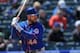 DENVER, CO - APRIL 18: John Buck #44 of the New York Mets takes an at bat against the Colorado Rockies at Coors Field on April 18, 2013 in Denver, Colorado. The Rockies defeated the Mets 11-3. (Photo by Doug Pensinger/Getty Images)