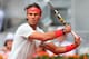 MADRID, SPAIN - MAY 08: Rafael Nadal of Spain in action against Benoit Paire of France during day five of the Mutua Madrid Open tennis tournament at the Caja Magica on May 8, 2013 in Madrid, Spain. (Photo by Julian Finney/Getty Images)