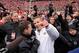 COLUMBUS, OH - NOVEMBER 24: Head coach Urban Meyer of the Ohio State Buckeyes celebrates the Buckeyes' 26-21 win over the Michigan Wolverines at Ohio Stadium on November 24, 2012 in Columbus, Ohio. (Photo by Jamie Sabau/Getty Images)