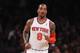 NEW YORK, NY - MAY 6: J.R. Smith #8 of the New York Knicks plays against the Indiana Pacers during Game Two of the Eastern Conference Semifinals of the 2013 NBA Playoffs at Madison Square Garden on May 7, 2013 in New York City. NOTE TO USER: User expressly acknowledges and agrees that, by downloading and/or using this photograph, user is consenting to the terms and conditions of the Getty Images License Agreement. (Photo by Jeff Zelevansky/Getty Images)