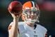 DENVER, CO - DECEMBER 23: Quarterback Brandon Weeden #3 of the Cleveland Browns warms up before a game against the Denver Broncos at Sports Authority Field at Mile High on December 23, 2012 in Denver, Colorado. The Broncos defeated the Browns 34-12. (Photo by Dustin Bradford/Getty Images)