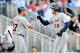 WASHINGTON, DC - MAY 09: Matt Tuiasosopo #18 of the Detroit Tigers celebrates with Jhonny Peralta #27 after hitting a home run in the sixth inning against the Washington Nationals at Nationals Park on May 9, 2013 in Washington, DC. (Photo by Greg Fiume/Getty Images)