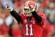 JACKSONVILLE, FL - OCTOBER 27: Aaron Murray #11 of the Georgia Bulldogs points during the game against the Florida Gators at EverBank Field on October 27, 2012 in Jacksonville, Florida. (Photo by Sam Greenwood/Getty Images)