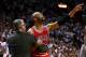 MIAMI, FL - MAY 08: Taj Gibson #22 of the Chicago Bulls is ejected after arguing with referee Scott Foster #48 during Game Two of the Eastern Conference Semifinals of the 2013 NBA Playoffs against the Miami Heat at American Airlines Arena on May 8, 2013 in Miami, Florida. NOTE TO USER: User expressly acknowledges and agrees that, by downloading and or using this photograph, User is consenting to the terms and conditions of the Getty Images License Agreement. (Photo by Mike Ehrmann/Getty Images)