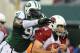 EAST RUTHERFORD, NJ - DECEMBER 02: Ryan Lindley #14 of the Arizona Cardinals is sacked by Muhammad Wilkerson #96 of the New York Jets on December 2, 2012 at MetLife Stadium in East Rutherford, New Jersey. The New York Jets defeated the Arizona Cardinals 7-6. (Photo by Elsa/Getty Images)
