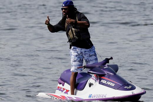 Richard Sherman Watches Seattle Seahawks Rookie Minicamp