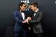 ZURICH, SWITZERLAND - JANUARY 07: Radamel Falcao and Lionel Messi of Argentina cheer during the red carpet arrivals of the FIFA Ballon d'Or Gala 2013 at Congress House on January 7, 2013 in Zurich, Switzerland. (Photo by Harold Cunningham/Getty Images)