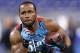 INDIANAPOLIS, IN - FEBRUARY 24: Giovani Bernard of North Carolina runs with the ball during the 2013 NFL Combine at Lucas Oil Stadium on February 24, 2013 in Indianapolis, Indiana. (Photo by Joe Robbins/Getty Images)