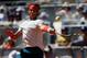 MADRID, SPAIN - MAY 11: Rafael Nadal of Spain plays a backhand to Pablo Andujar of Spain during his semi-final match on day eight of the Mutua Madrid Open tennis tournament at the Caja Magica on May 11, 2013 in Madrid, Spain. (Photo by Gonzalo Arroyo Moreno/Getty Images)