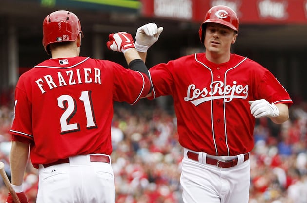 Bruce Homers, Doubles Twice in Reds' Victory
