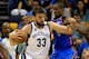 MEMPHIS, TN - MAY 11: Marc Gasol #33 of the Memphis Grizzlies controls the ball as Kendrick Perkins #5 of the Oklahoma City Thunder defends during Game Three of the Western Conference Semifinals of the 2013 NBA Playoffs at FedExForum on May 11, 2013 in Memphis, Tennessee. (Photo by Jamie Squire/Getty Images)