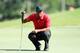 PONTE VEDRA BEACH, FL - MAY 12: Tiger Woods of the USA lines up a birdie putt on the 12th hole during the final round of THE PLAYERS Championship at THE PLAYERS Stadium course at TPC Sawgrass on May 12, 2013 in Ponte Vedra Beach, Florida. (Photo by Andy Lyons/Getty Images)
