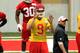 KANSAS CITY, MO - MAY 10: Quarterback Tyler Bray #9 practices during Kansas City Chiefs rookie camp at Kansas University Hospital Training Center on May 10, 2013 in Kansas City, Missouri. (Photo by Jamie Squire/Getty Images)