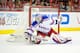 WASHINGTON, DC - MAY 13: Henrik Lundqvist #30 of the New York Rangers makes a save in the first period against the Washington Capitals in Game Seven of the Eastern Conference Quarterfinals during the 2013 NHL Stanley Cup Playoffs at the Verizon Center on May 13, 2013 in Washington, DC. (Photo by Greg Fiume/Getty Images)