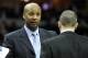 Jan 21, 2013; Memphis, TN, USA; Indiana Pacers assistant head coach Brian Shaw talks during the game against the Memphis Grizzlies at the FedEx Forum. Indiana defeated Memphis 82-81. Mandatory Credit: Nelson Chenault-USA TODAY Sports