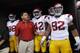 HONOLULU - SEPTEMBER 02: Defensive and Recruiting Coordinator Ed Orgeron of the University of Souther California Trojans leads the team to the edge of the tunnel before the start of the Trojan's season opener against the Hawaii Warriors at Aloha Stadium September 2, 2010 in Honolulu, Hawaii. (Photo by Kent Nishimura/Getty Images)