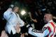 Mar 16, 2013; Montreal, Quebec, CAN; Georges St.Pierre greets Avery Kelleher of Bellville Ontario after his Welterweight title bout against Nick Diaz at UFC 158 at the Bell Centre. Mandatory Credit: Eric Bolte-USA TODAY Sports