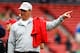 BOSTON, MA - MAY 11: Head coach of the Ohio State University Buckeyes football team, Urban Meyer, stands on the field prior to the game between the Boston Red Sox and the Toronto Blue Jays on May 11, 2013 at Fenway Park in Boston, Massachusetts. (Photo by Jared Wickerham/Getty Images)