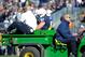 Nov 17, 2012; University Park, PA, USA; Penn State Nittany Lions linebacker Michael Mauti (42) is taken off the field after being injured during the first quarter against the Indiana Hoosiers at Beaver Stadium. Mandatory Credit: Rich Barnes-USA TODAY Sports