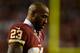 LANDOVER, MD - JANUARY 06: DeAngelo Hall #23 of the Washington Redskins reacts during the NFC Wild Card Playoff Game against the Seattle Seahawks at FedExField on January 6, 2013 in Landover, Maryland. (Photo by Patrick McDermott/Getty Images)