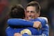 AMSTERDAM, NETHERLANDS - MAY 15: Frank Lampard of Chelsea celebrates victory with Fernando Torres of Chelsea during the UEFA Europa League Final between SL Benfica and Chelsea FC at Amsterdam Arena on May 15, 2013 in Amsterdam, Netherlands. (Photo by Michael Regan/Getty Images)