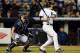 NEW YORK, NY - MAY 14: Lyle Overbay #55 of the New York Yankees watches his SAC fly to score the game winning run as Kelly Shoppach #7 of the Seattle Mariners defends on May 14, 2013 at Yankee Stadium in the Bronx borough of New York City. (Photo by Elsa/Getty Images)
