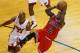 May 15, 2013; Miami, FL, USA; Chicago Bulls point guard Nate Robinson (2) takes a shot over Miami Heat shooting guard Ray Allen (34) in the first half in game five of the second round of the 2013 NBA Playoffs at American Airlines Arena. Mandatory Credit: Robert Mayer-USA TODAY Sports