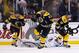 BOSTON, MA - MAY 13: Patrice Bergeron #37, Tyler Seguin #19, and Brad Marchand #63 of the Boston Bruins celebrate following Bergeron's game-winning overtime goal against the Toronto Maple Leafs in Game Seven of the Eastern Conference Quarterfinals during the 2013 NHL Stanley Cup Playoffs on May 13, 2013 at TD Garden in Boston, Massachusetts. (Photo by Jared Wickerham/Getty Images)