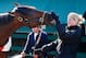 BALTIMORE, MD - MAY 14: Jennifer Patterson holds Kentucky Derby winner Orb outside the stakes barn as the horse prepares for the 138th Preakness Stakes at Pimlico Race Course on May 14, 2013 in Baltimore, Maryland. (Photo by Rob Carr/Getty Images)