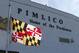 May 13, 2013; Maryland, MD, USA; A general view of a Maryland state flag in front of the Pimlico Race Course. Mandatory Credit: Mitch Stringer-USA TODAY Sports