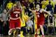 ANN ARBOR, MI - MARCH 10: Cody Zeller #40 of the Indiana Hoosiers reacts with teammate Victor Oladipo #4 after beating the Michigan Wolverines 72-71 at Crisler Center on March 10, 2013 in Ann Arbor, Michigan. (Photo by Gregory Shamus/Getty Images)