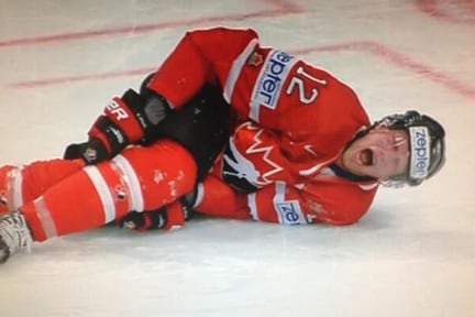 Staal Suffers Apparent Serious Knee Injury